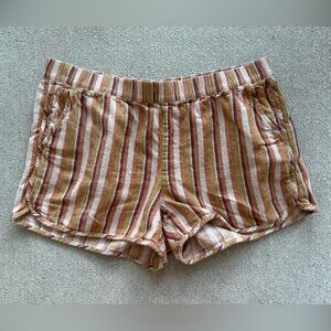 🪩 Madewell Linen Striped Shorts - Pink and Brown